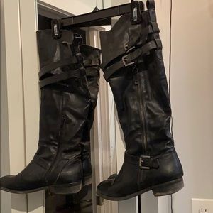 Faux Leather knee high boots